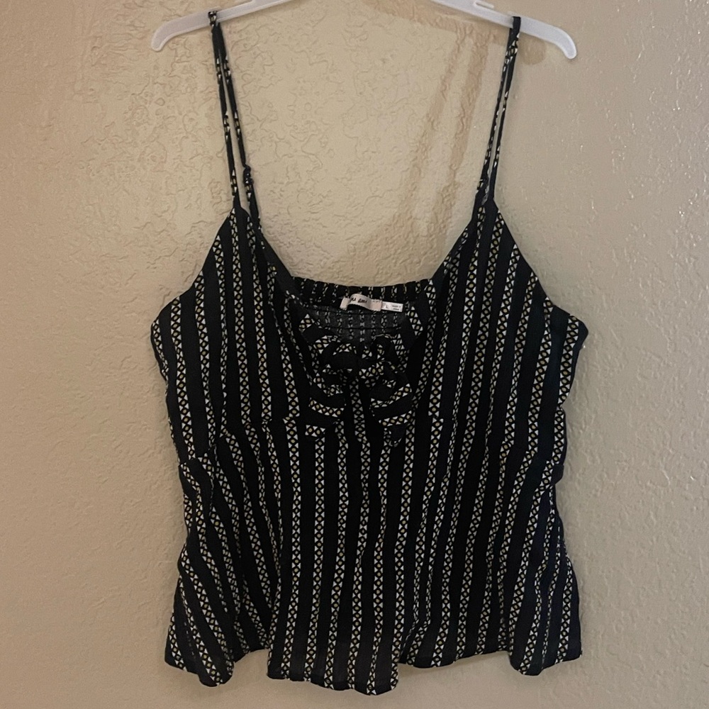 Mi Ami, Dressy Crop Top, Size L, Black & Gold